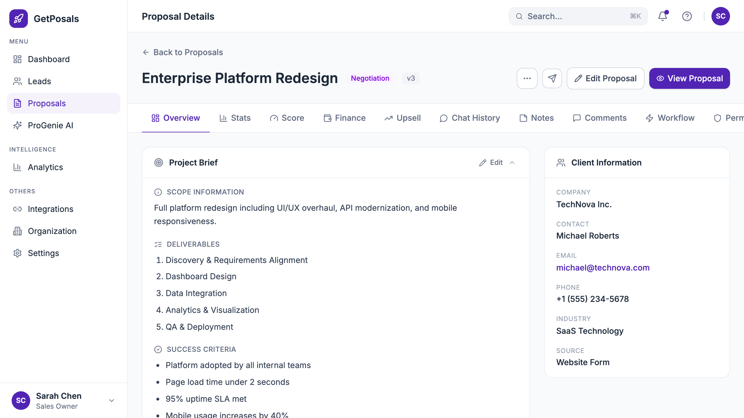 GetPosals proposal overview